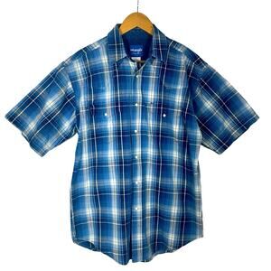 Wrangler Vintage Pearl Snap Plaid Button Down Western Shirt Size Medium